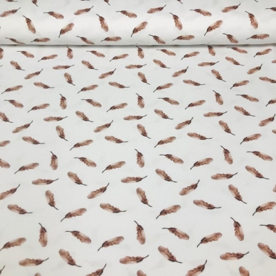 Jersey | FEATHER | Federn braun auf weiß